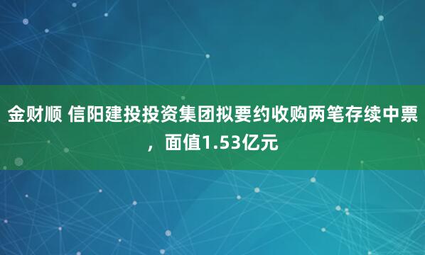 金财顺 信阳建投投资集团拟要约收购两笔存续中票，面值1.53亿元